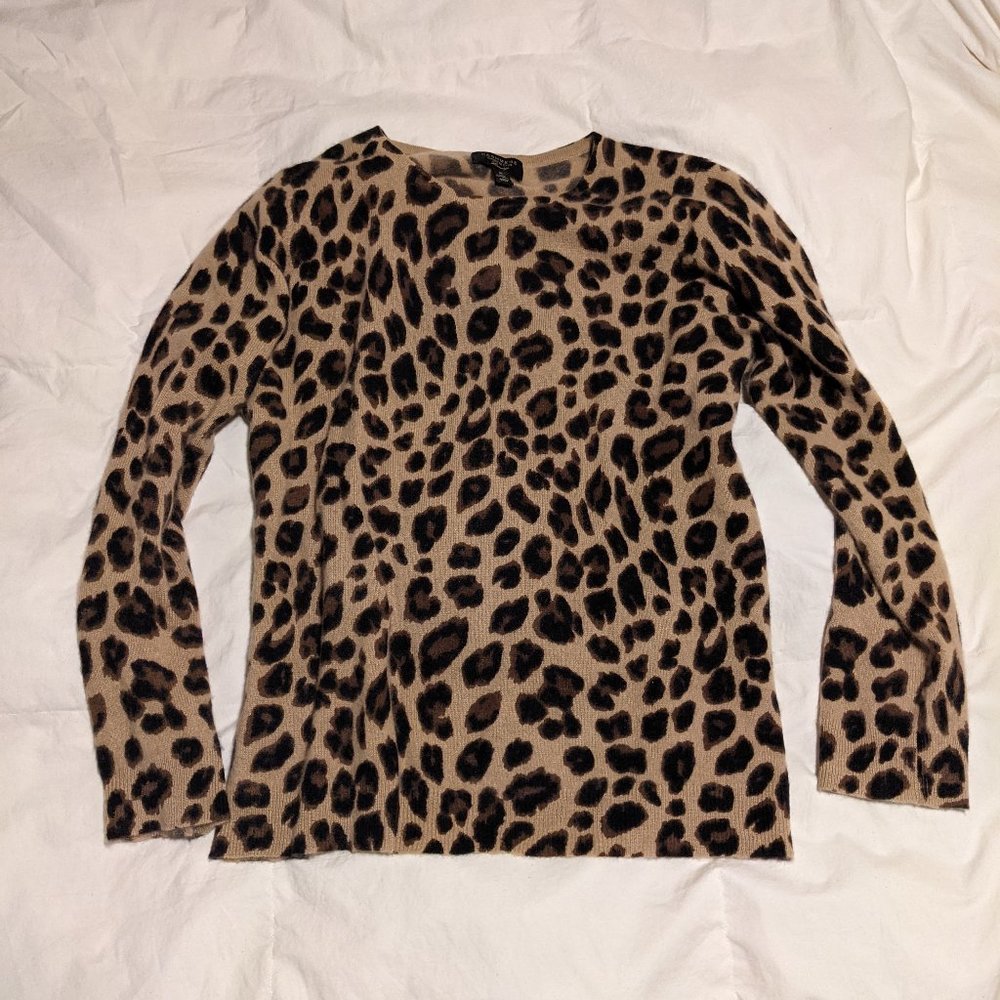 100% cashmere Charter Club leopard print sweater XL